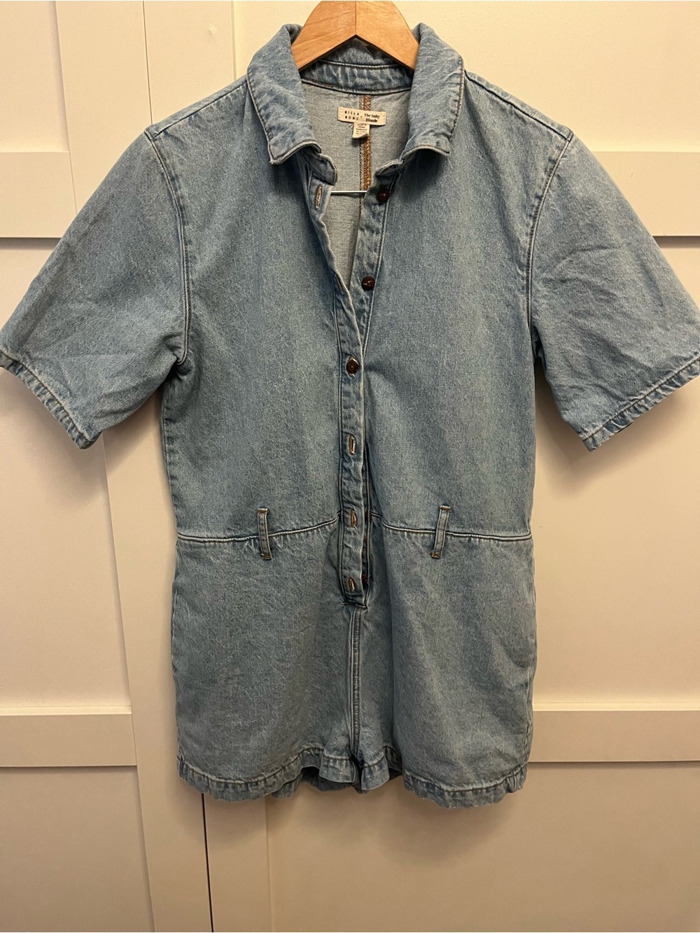 Billabong The Salty Blonde Light Blue Denim Button-Front Romper